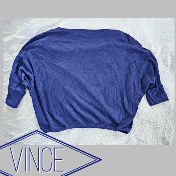 Vince - Dolman Sleeve Navy Blue Cowl-Neck Top - Picture 2 of 4